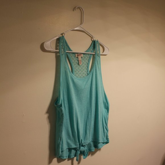 Arizona Jeans Teal Blue Lace Detail Tank Top - Picture 2 of 6